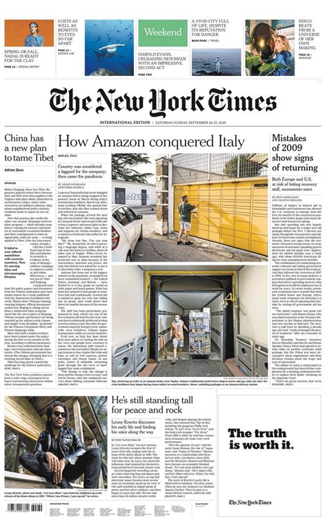nytimes today's paper front page